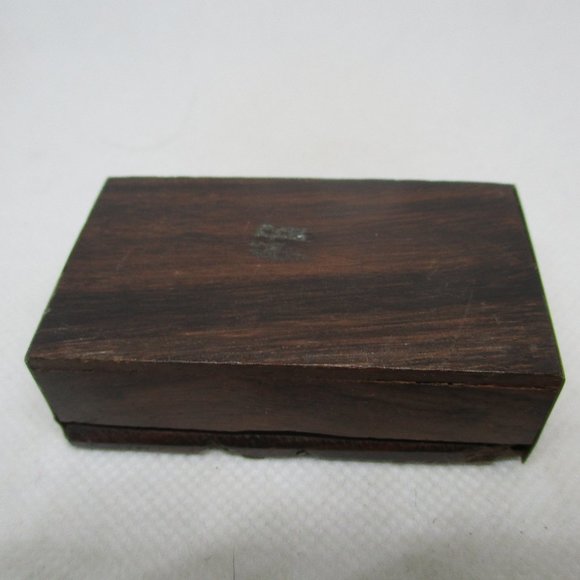 VTG BRASS WOOD PILLBOX Slide Open Top Trinket Box Trinket Box Small Jewelry Box - Picture 10 of 10
